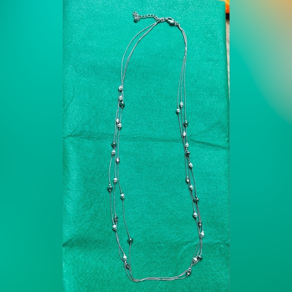 Chico's Silver Modern Layered Necklace